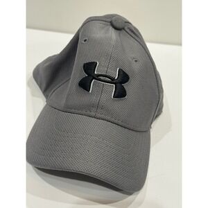 Under Armour Youth Baseball Cap Gray S/M Flex Fit Stretch Logo Embroidered